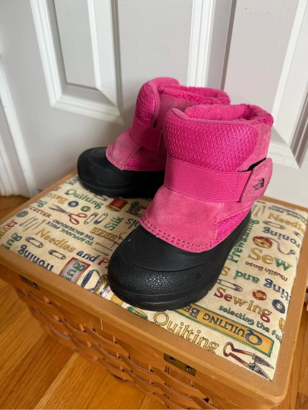 The North Face Hot Pink and Black Kids Waterproof Winter Boots